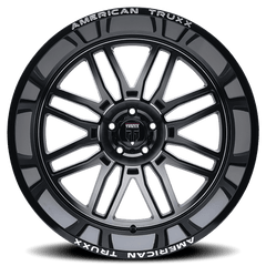24x14 AMERICAN TRUXX RESTLESS 8x6.5 Offset (-76) Center Bore (125.2) Style AT1915 | AT1915-24481M - Black Patch Performance - AMERAT191524481M