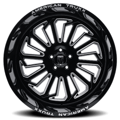 24x14 AMERICAN TRUXX BUTCHER 6x5.5 Offset (-76) Center Bore (106) Style AT1916 | AT1916-24483M - Black Patch Performance - AMERAT191624483M