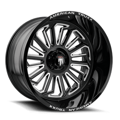 24x14 AMERICAN TRUXX BUTCHER 5x5.5 Offset (-76) Center Bore (87.1) Style AT1916 | AT1916-24485M - Black Patch Performance - AMERAT191624485M