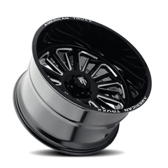 24x14 AMERICAN TRUXX BUTCHER 5x5.5 Offset (-76) Center Bore (87.1) Style AT1916 | AT1916-24485M - Black Patch Performance - AMERAT191624485M
