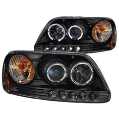 9702 EXPEDITION/9703 F150 HEADLIGHTS PROJECTOR 1PC WITH HALO LED BLACK DRIVE/PASS - Black Patch Performance - ANZO111031