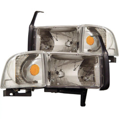 9401 RAM HEADLIGHTS CRYSTAL CHROME WITH CORNER DRIVER/PASSENGER - Black Patch Performance - ANZO111068