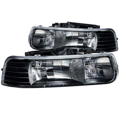 9902 SILVERADO 1500/0006 SUBURBAN/TAHOE BLACK CLEAR HEADLIGHTS DRIVE/PASS - Black Patch Performance - ANZO111155