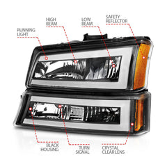 ANZO USA 111501 Crystal Headlight - Black Patch Performance - ANZO111501