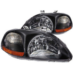 9698 CIVIC HEADLIGHTS CRYSTAL BLACK - Black Patch Performance - ANZO121067