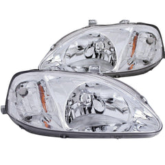9900 CIVIC HEADLIGHTS CHROME WITH AMBER REFLECTORS DRIVER/PASSENGER - Black Patch Performance - ANZO121179