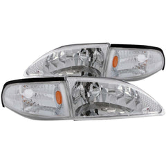 94-98 Ford Mustang Headlight Set - Black Patch Performance - ANZO121262