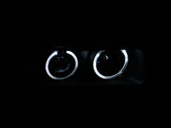 9298 BMW 3 SERIES/E36 1 PC PROJECTOR G2 HALO BLACK CLEAR AMBER HEADLIGHTS DRIVE/PASS - Black Patch Performance - ANZO121325