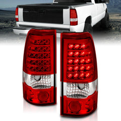 9902 SILVERADO 1500/2500/9906 SIERRA 1500/2500 LED RED/CLEAR TAILLIGHT DRIVE/PASS - Black Patch Performance - ANZO311010