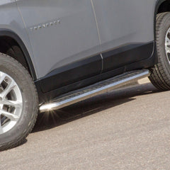 AeroTread 5" x 76" Polished Stainless Running Boards, Select Enclave, Traverse - Black Patch Performance - ARIE2051030