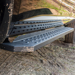 ARIES 2055541 RidgeStep 6-1/2" x 91" Black Steel Running Boards, Select Silverado, Sierra Crew - Black Patch Performance - ARIE2055541