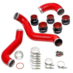 Boost Tube Upgrade Kit, Red powder-coated (Set) for 2017-2019 Chevy/GMC 2500/3500 6.6L Duramax, L5P - Black Patch Performance - BANK25999