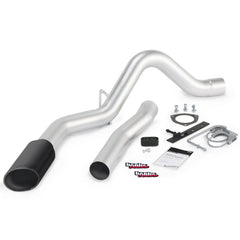 Monster Exhaust System, 4-inch Single Exit, Black SideKick Tip for 2011-2014 Chevy/GMC 2500/3500 6.6L Duramax, LML, ECLB-CCLB - Black Patch Performance - BANK47786B