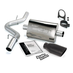 Monster Exhaust System, 2.5-inch Single Exit, Cerakote Black Tip for 1997-1999 Jeep Wrangler 2.5L/4.0L, Cat outlet slip fit - Black Patch Performance - BANK51312B