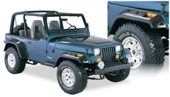 Bushwacker 10909-07 Black Jeep Cutout Style Textured Finish 4-Piece Fender Flare Set for 1987-1995 Jeep Wrangler YJ (Excludes Renegade) - Black Patch Performance - BUSH1090907