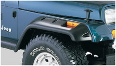 Bushwacker 10909-07 Black Jeep Cutout Style Textured Finish 4-Piece Fender Flare Set for 1987-1995 Jeep Wrangler YJ (Excludes Renegade) - Black Patch Performance - BUSH1090907