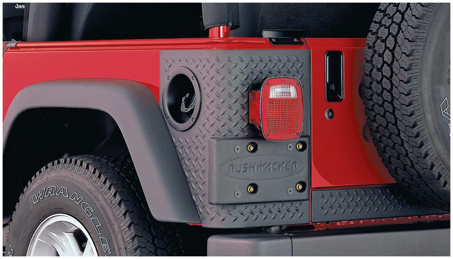 Bushwacker 14004 Black Trail Armor Rear Corners for 1997-2006 Jeep Wrangler 2-Door works with Flat Style or Factory Flares, Pair - Black Patch Performance - BUSH14004
