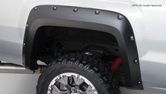 Bushwacker 40122-02 Black Pocket/Rivet Style Smooth Finish Rear Fender Flares for 2014-2018 Sierra 1500 (Incl Limited); 2015-2018 Sierra 2500 HD/3500 HD (Excludes Dually) - Black Patch Performance - BUSH4012202