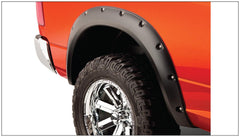 Bushwacker 50038-02 Black Pocket/Rivet Style Smooth Finish Rear Fender Flares for 09-18 Dodge Ram 1500, 19-23 Ram 1500 Classic, 11-23 Dodge Ram 2500/3500; - Body from Black Patch Performance