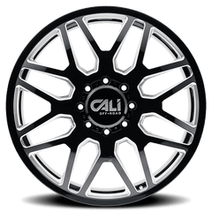 22x8.25 CALI OFF - ROAD INVADER DUALLY 8 - 210 Offset ( - 232) Center Bore (154.2) Style #9115D | 9115D - 22879BMR232 - Black Patch Performance - CALI9115D22879BMR232