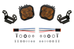 Diode Dynamics DD6872P SS3 Sport yellow Combo pod pair with standard brackets, pigtails and hardware