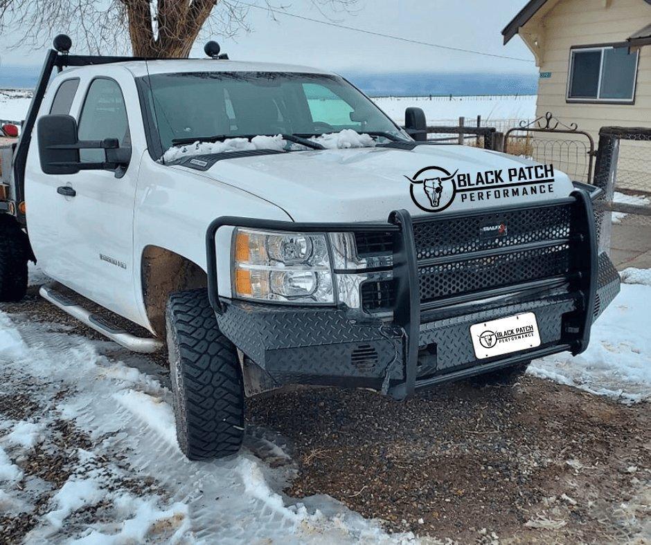 07.5 - 10 Chevrolet 2500/3500 Trail FX Front Diamond Plate Bumper - Made in the USA - Black Patch Performance - FX3005A