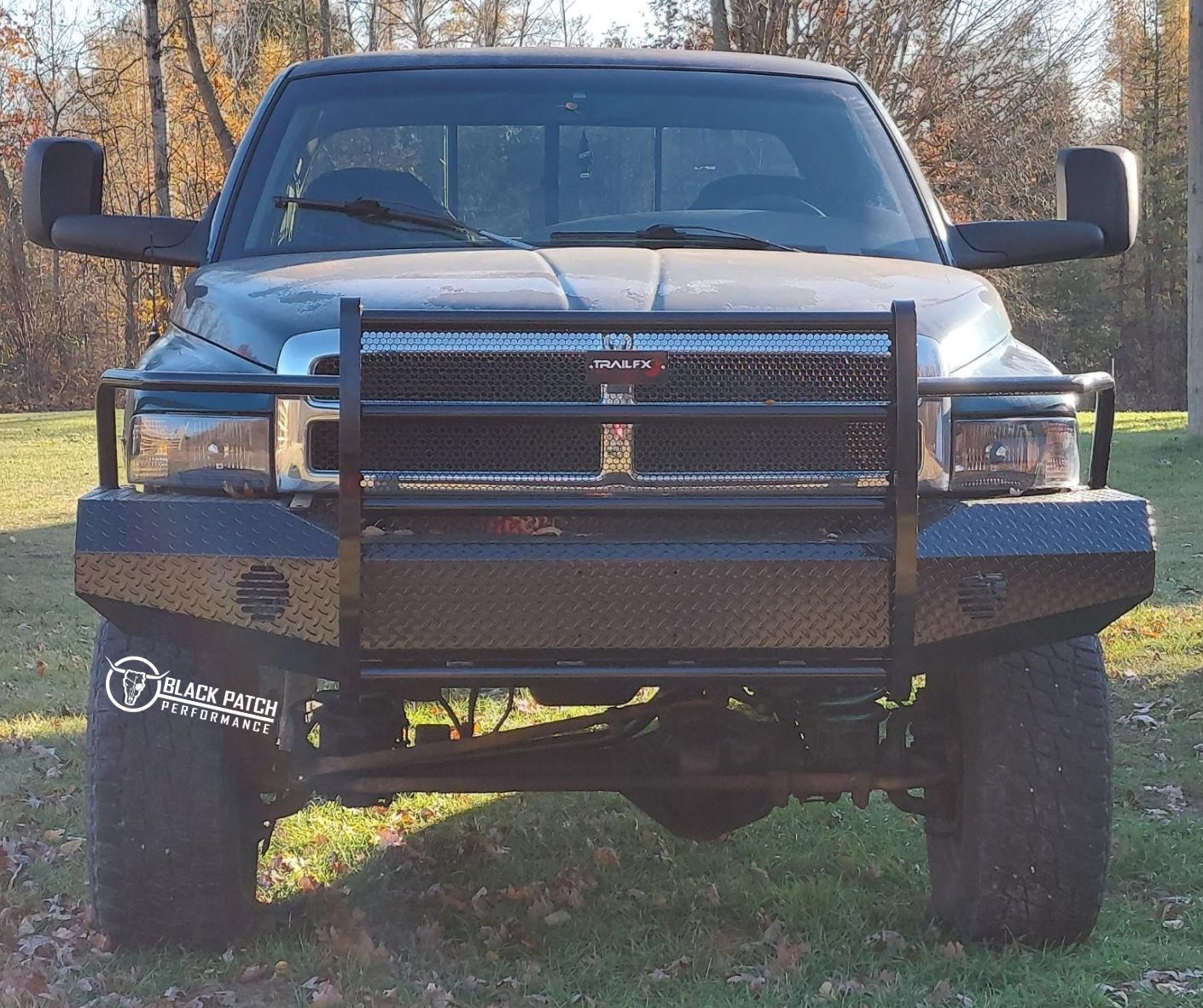 94-02 Dodge Ram 2500/3500 Trail FX Front Diamond Plate Bumper - Made in the USA - Black Patch Performance - FX3011A
