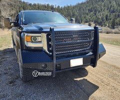 15-19 GMC 2500/3500 Trail FX Front Diamond Plate Bumper - Made in the USA - Black Patch Performance - FX3022A