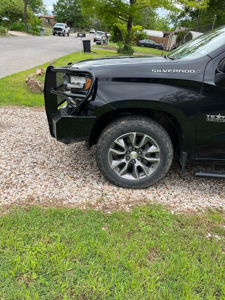 19.5-21 Chevrolet 1500 Trail FX Front Diamond Plate Bumper - Black Patch Performance - FX3024