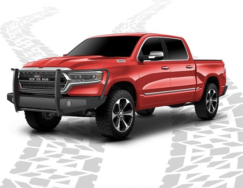 19-24 Ram 1500 NEW MODEL Trail FX Front Diamond Plate Bumper - Black Patch Performance - FX3030A