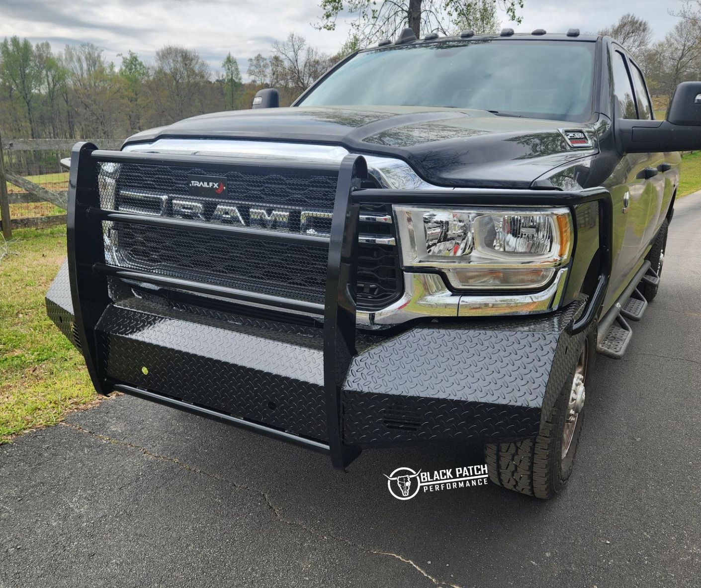 19-24 Ram 2500/3500 Trail FX Front Diamond Plate Bumper - Made in the USA - Black Patch Performance - FX3034A