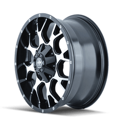 18x9 MAYHEM WARRIOR 6x135 6x5.5 Offset ( - 12) Center Bore (106) Style #8015 | 8015 - 8937B - Black Patch Performance - MAYH80158937B