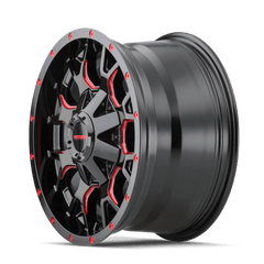 18x9 MAYHEM WARRIOR 6x135 6x5.5 Offset ( - 12) Center Bore (106) Style #8015 | 8015 - 8937BTR - Black Patch Performance - MAYH80158937BTR