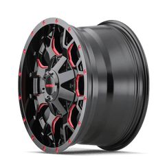 18x9 MAYHEM WARRIOR 6x135 6x5.5 Offset (18) Center Bore (106) Style #8015 | 8015 - 8937BTR18 - Black Patch Performance - MAYH80158937BTR18