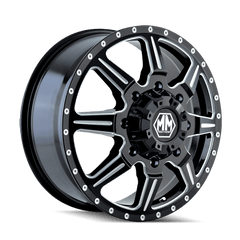 19.5x6.75 MAYHEM MONSTIR 8x6.5 Offset (102) Center Bore (116.7) Style #8101 | 8101 - 9681BI116 - Black Patch Performance - MAYH81019681BI116