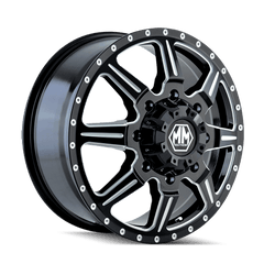 19.5x6.75 MAYHEM MONSTIR 8x6.5 Offset ( - 143) Center Bore (116.7) Style #8101 | 8101 - 9681MR116 - Black Patch Performance - MAYH81019681MR116