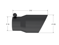 MBRP Exhaust T5122BLK Tip; 4in. O.D.; Dual Wall Angled; 3in. inlet; 8in. Length. - Exhaust from Black Patch Performance