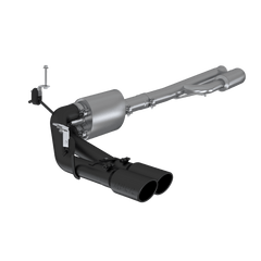 MBRP Exhaust 3" Cat Back, Pre-Axle Dual Side Exit, Black Coated - Black Patch Performance - MBRPS5092BLK