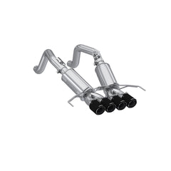 MBRP Exhaust 3in. Dual Muffler Axle Back; with Quad 4in. Carbon Fiber Tips; T304 - Black Patch Performance - MBRPS70303CF