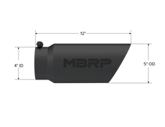 MBRP Exhaust T5053BLK Tip; 5in. O.D.; Dual Wall Angled; 4in. inlet 12in. Length; BLK - Black Patch Performance - MBRPT5053BLK