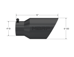 MBRP Exhaust T5072BLK Tip; 6in. O.D. Dual Wall Angled 4in. inlet 12in. Length. BLK. - Black Patch Performance - MBRPT5072BLK