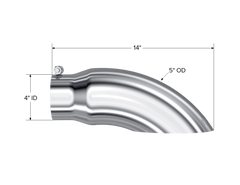 MBRP Exhaust T5086 Tip; 5in. O.D. Turn Down 4in. inlet 14in. length; T304. - Black Patch Performance - MBRPT5086