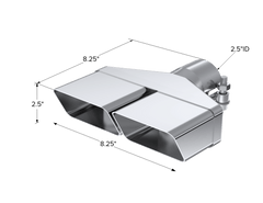 MBRP Exhaust T5118 8In x 2 1/2in ID; Rectangle; 2 1/2in Inlet; 8 1/4in Length; T304. - Black Patch Performance - MBRPT5118