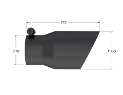 MBRP Exhaust T5122BLK Tip; 4in. O.D.; Dual Wall Angled; 3in. inlet; 8in. Length. - Black Patch Performance - MBRPT5122BLK