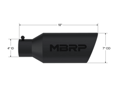 MBRP Exhaust T5126BLK Tip; 7in. O.D.; Rolled End; 4in. inlet 18in. in length; BLK - Black Patch Performance - MBRPT5126BLK