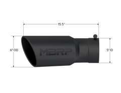 MBRP Exhaust 6" OD, Angle Rolled with 30° Bend Tip - Black Patch Performance - MBRPT5154BLK