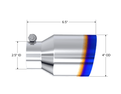 MBRP Exhaust T5176BE 2.5" Inlet Exhaust Tip. T304 Stainless Steel, Burnt End. - Black Patch Performance - MBRPT5176BE