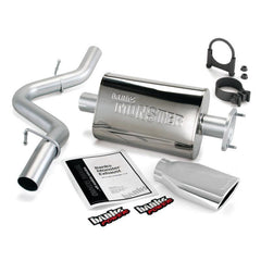 Monster Exhaust System, 2.5-inch Single Exit, Polished Turn-Down Tip for 1991-1995 Jeep Wrangler 4.0L - Exhaust, Mufflers & Tips from Black Patch Performance