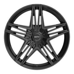 GLOSS BLACK BOLT ON COVER CAP WITH BLACK EMBLEM AND BRUSHED "MOTIV" LOGO FOR MOTIV 440 - Black Patch Performance - MOTICAPMC1B24