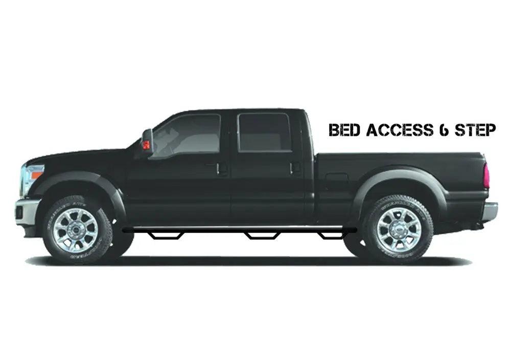 Nerf Step Bar - Wheel-to-Wheel with Bed Access (3 Steps per Side) - 2019-2023 (New Body Style) Ram 1500 6' 4" Bed Quad Cab - Textured Black - Body from Black Patch Performance